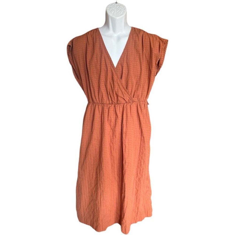 Womens Universal Thread Pumpkin Fall Orange Faux Wrap Midi Dress - Sz M